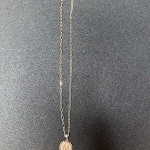 Elegant “M” Gold Pendant Necklace with Textured Design